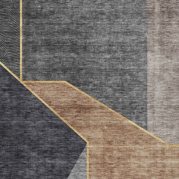 Homeroots 3' Stylish Beige Tan And Ivory Geometric Washable Area Rug For Indoor And Outdoor Spaces 10' X 14' Polyester 579936