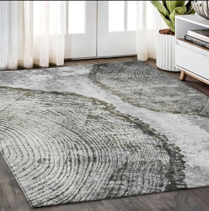 HomeRoots 5' Gray Taupe and Silver Abstract Area Rug - Washable, Durable, and Versatile for Indoor/Outdoor Use 5' X 8' 579938