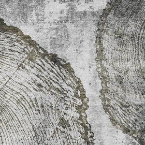 HomeRoots 5' Gray Taupe and Silver Abstract Area Rug - Washable, Durable, and Versatile for Indoor/Outdoor Use 5' X 8' 579938