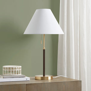 JLA Home INK+IVY - Two Two-tone Pull-chain Table Lamp with Mid-Century Two-Tone Finish, Tapered Shade, 9W LED Included, Pull-Chain Switch, 60" Cord, 2-Year Warranty II153-0147
