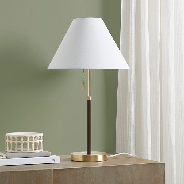 JLA Home INK+IVY - Two Two-tone Pull-chain Table Lamp with Mid-Century Two-Tone Finish, Tapered Shade, 9W LED Included, Pull-Chain Switch, 60" Cord, 2-Year Warranty II153-0147
