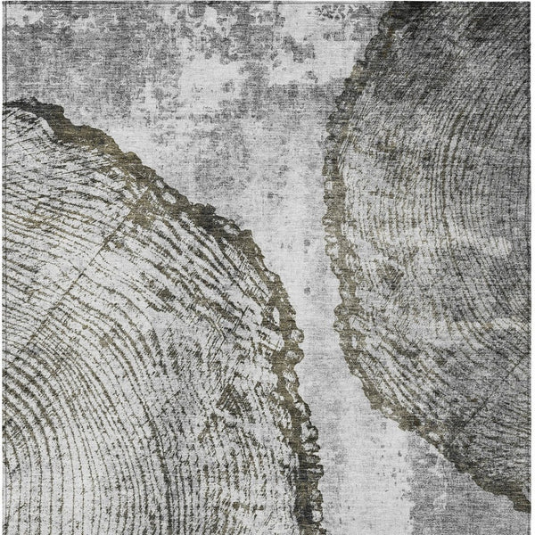 HomeRoots 5' Gray Taupe and Silver Abstract Area Rug - Washable, Durable, and Versatile for Indoor/Outdoor Use 8' X 10' 579940
