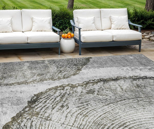 HomeRoots 5' Gray Taupe and Silver Abstract Area Rug - Washable, Durable, and Versatile for Indoor/Outdoor Use 8' X 10' 579940