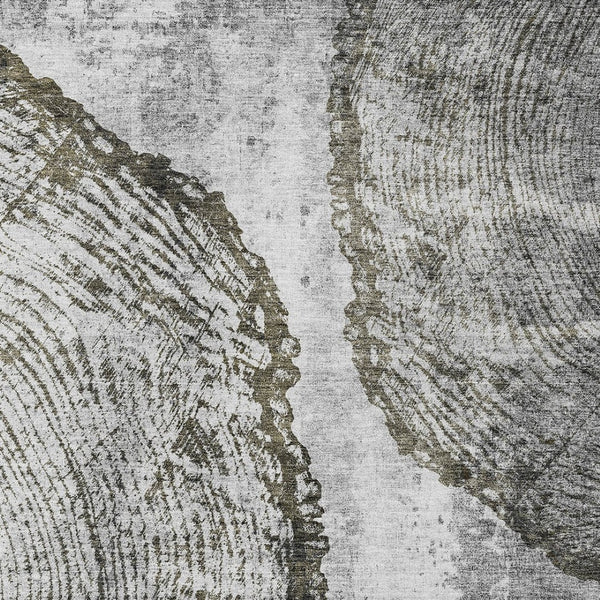 HomeRoots 5' Gray Taupe and Silver Abstract Area Rug - Washable, Durable, and Versatile for Indoor/Outdoor Use 8' X 10' 579940