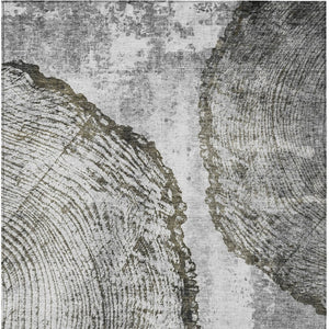HomeRoots 5' Gray Taupe and Silver Abstract Area Rug - Washable, Durable, and Versatile for Indoor/Outdoor Use 10' X 14' 579942