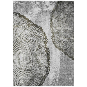 HomeRoots 5' Gray Taupe and Silver Abstract Area Rug - Washable, Durable, and Versatile for Indoor/Outdoor Use 10' X 14' 579942