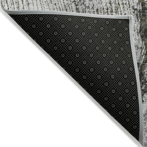HomeRoots 5' Gray Taupe and Silver Abstract Area Rug - Washable, Durable, and Versatile for Indoor/Outdoor Use 10' X 14' 579942