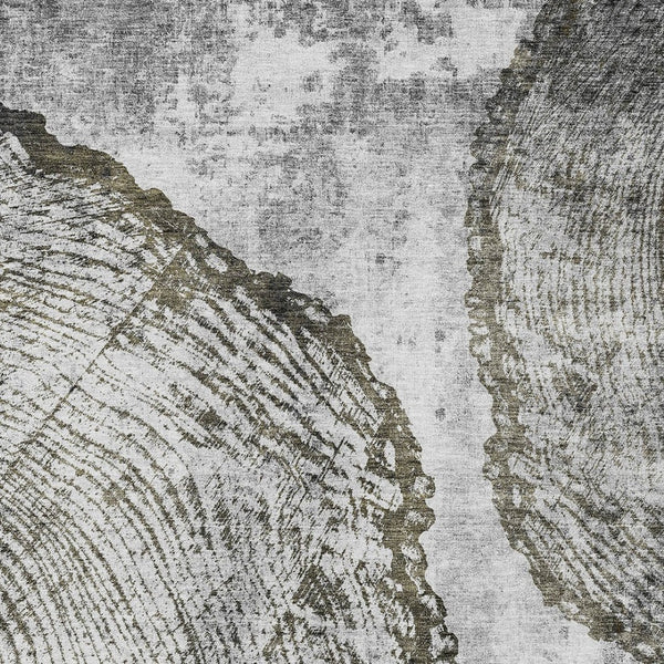 HomeRoots 5' Gray Taupe and Silver Abstract Area Rug - Washable, Durable, and Versatile for Indoor/Outdoor Use 10' X 14' 579942