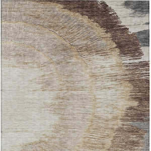 Homeroots 3' Abstract Washable Area Rug In Brown, Beige, And Taupe - Perfect For Indoor And Outdoor Spaces! 3' X 5' Polyester 579943