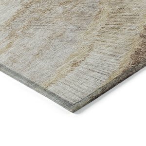 Homeroots 3' Abstract Washable Area Rug In Brown, Beige, And Taupe - Perfect For Indoor And Outdoor Spaces! 3' X 5' Polyester 579943