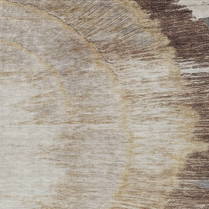 Homeroots 3' Abstract Washable Area Rug In Brown, Beige, And Taupe - Perfect For Indoor And Outdoor Spaces! 3' X 5' Polyester 579943