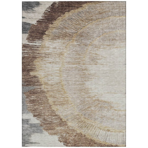 Homeroots 3' Abstract Washable Area Rug In Brown, Beige, And Taupe - Perfect For Indoor And Outdoor Spaces! 5' X 8' Polyester 579944