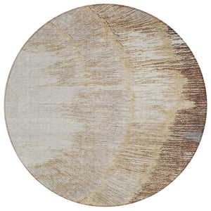 HomeRoots 5' Abstract Area Rug in Brown, Beige, and Taupe - Stylish, Washable, Durable for Indoor & Outdoor Use 8' Round 579945