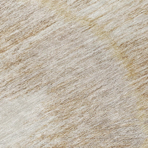 Homeroots 3' Abstract Washable Area Rug In Brown, Beige, And Taupe - Perfect For Indoor And Outdoor Spaces! 8' Round Polyester 579945