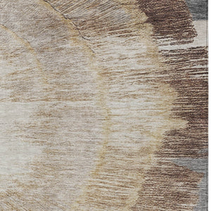 Homeroots 3' Abstract Washable Area Rug In Brown, Beige, And Taupe - Perfect For Indoor And Outdoor Spaces! 9' X 12' Polyester 579947