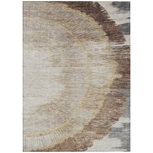 HomeRoots 5' Abstract Area Rug in Brown, Beige, and Taupe - Stylish, Washable, Durable for Indoor & Outdoor Use 10' X 14' 579948
