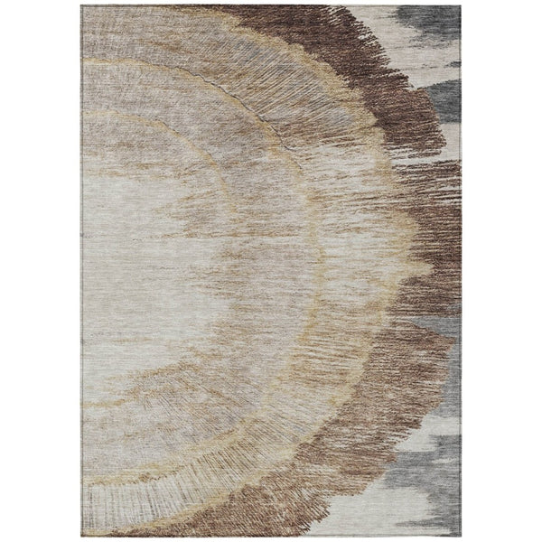 HomeRoots 5' Abstract Area Rug in Brown, Beige, and Taupe - Stylish, Washable, Durable for Indoor & Outdoor Use 10' X 14' 579948