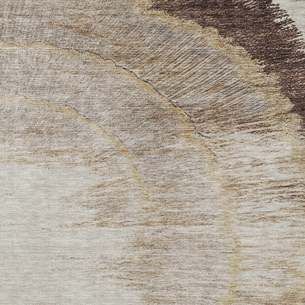 Homeroots 3' Abstract Washable Area Rug In Brown, Beige, And Taupe - Perfect For Indoor And Outdoor Spaces! 10' X 14' Polyester 579948