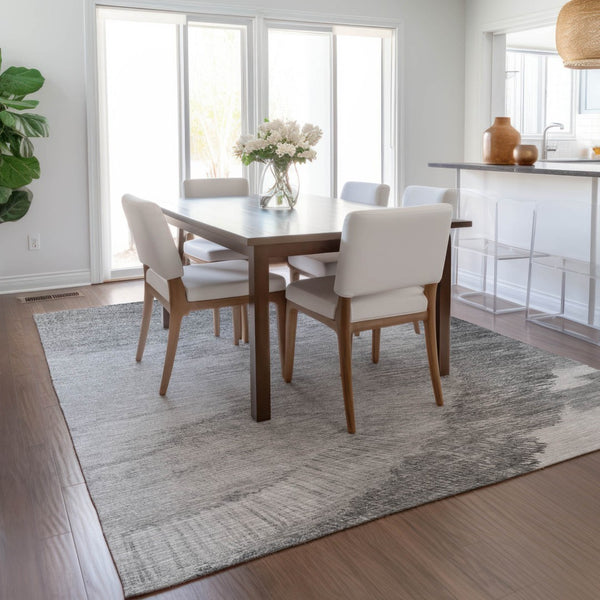 Homeroots 3' Abstract Washable Area Rug In Brown, Beige, And Taupe - Perfect For Indoor And Outdoor Spaces! 5' X 8' Polyester 579950