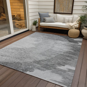 Homeroots 3' Abstract Washable Area Rug In Brown, Beige, And Taupe - Perfect For Indoor And Outdoor Spaces! 8' X 10' Polyester 579952