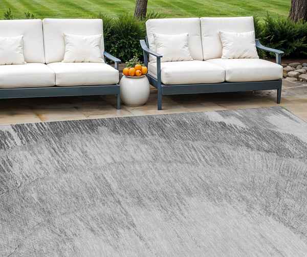 Homeroots 3' Abstract Washable Area Rug In Brown, Beige, And Taupe - Perfect For Indoor And Outdoor Spaces! 10' X 14' Polyester 579954