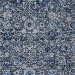 Homeroots 3' Navy Blue And Sky Blue Oriental Washable Rug - Durable Indoor Outdoor Design For Versatile Spaces 3' X 5' Polyester 579955
