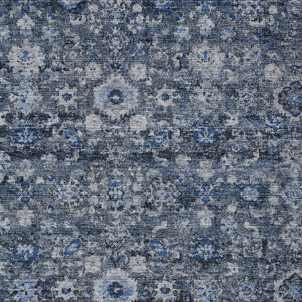 Homeroots 3' Navy Blue And Sky Blue Oriental Washable Rug - Durable Indoor Outdoor Design For Versatile Spaces 5' X 8' Polyester 579956