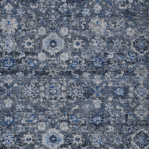 Homeroots 3' Navy Blue And Sky Blue Oriental Washable Rug - Durable Indoor Outdoor Design For Versatile Spaces 8' X 10' Polyester 579958