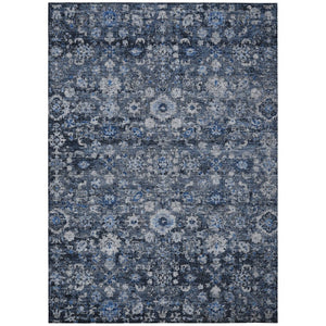 HomeRoots 9' Elegant Navy and Sky Blue Oriental Washable Area Rug for Indoor and Outdoor Spaces, Durable Design 9' X 12' 579959