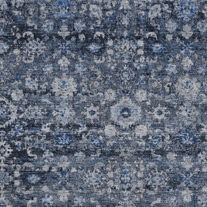 HomeRoots 9' Elegant Navy and Sky Blue Oriental Washable Area Rug for Indoor and Outdoor Spaces, Durable Design 9' X 12' 579959