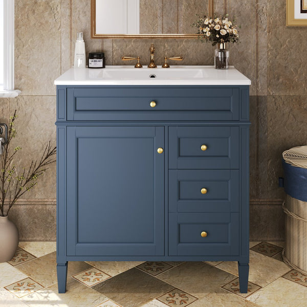 English Elm 30'' Modern Bathroom Vanity With Ceramic Sink, Stylish Storage, 2 Drawers & Tip-Out For Organization N710P250194C