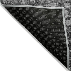 Homeroots 3' Navy Blue And Sky Blue Oriental Washable Rug - Durable Indoor Outdoor Design For Versatile Spaces 3' X 5' Polyester 579961