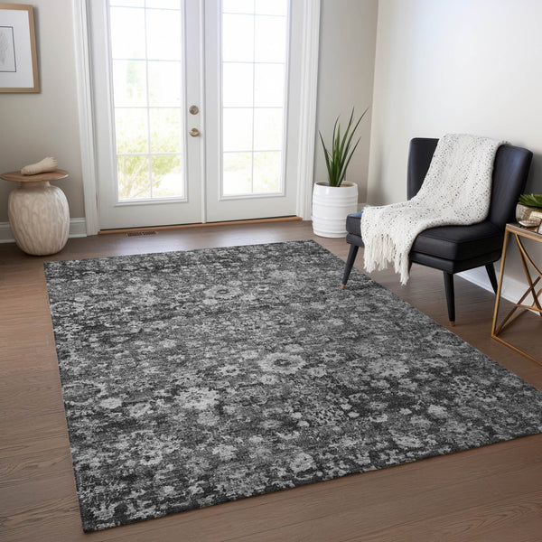 Homeroots 3' Navy Blue And Sky Blue Oriental Washable Rug - Durable Indoor Outdoor Design For Versatile Spaces 3' X 5' Polyester 579961