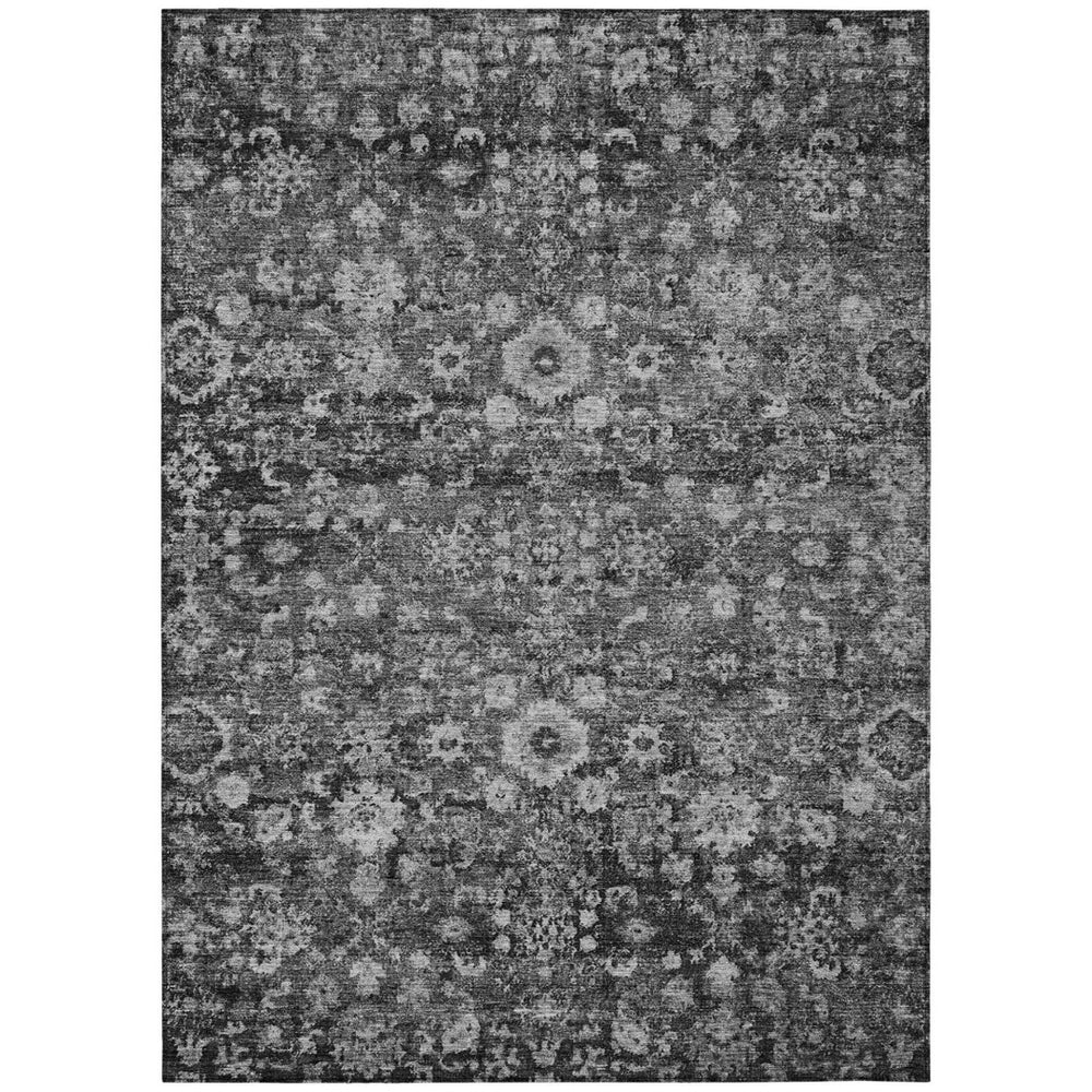 HomeRoots 5' Timeless Gray Charcoal and Silver Oriental Area Rug for Indoor and Outdoor Durability and Style 5' X 8' 579962