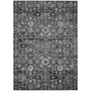 HomeRoots 5' Timeless Gray Charcoal and Silver Oriental Area Rug for Indoor and Outdoor Durability and Style 5' X 8' 579962