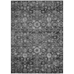 Homeroots 3' Navy Blue And Sky Blue Oriental Washable Rug - Durable Indoor Outdoor Design For Versatile Spaces 5' X 8' Polyester 579962