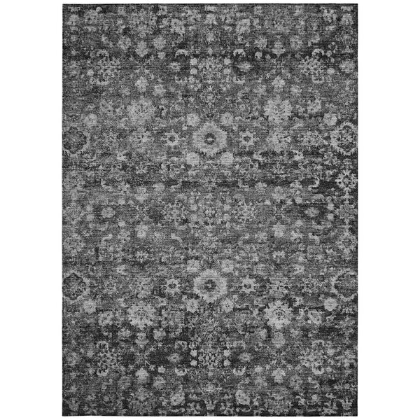 Homeroots 3' Navy Blue And Sky Blue Oriental Washable Rug - Durable Indoor Outdoor Design For Versatile Spaces 5' X 8' Polyester 579962