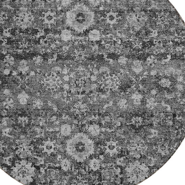 Homeroots 3' Navy Blue And Sky Blue Oriental Washable Rug - Durable Indoor Outdoor Design For Versatile Spaces 8' Round Polyester 579963