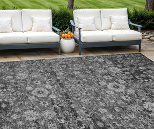 HomeRoots 9' Gray Charcoal and Silver Oriental Rug - Elegant, Durable Indoor/Outdoor Area Rug for Any Space 9' X 12' 579965