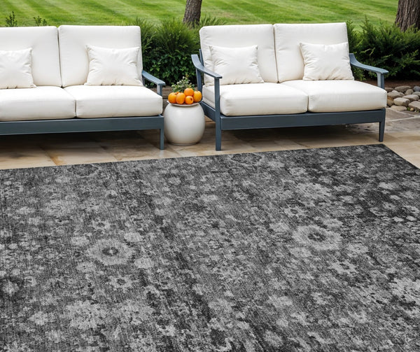HomeRoots 9' Gray Charcoal and Silver Oriental Rug - Elegant, Durable Indoor/Outdoor Area Rug for Any Space 9' X 12' 579965