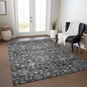 HomeRoots 9' Gray Charcoal and Silver Oriental Rug - Elegant, Durable Indoor/Outdoor Area Rug for Any Space 9' X 12' 579965