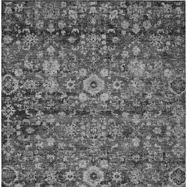 HomeRoots 5' Timeless Gray Charcoal and Silver Oriental Area Rug for Indoor and Outdoor Durability and Style 10' X 14' 579966