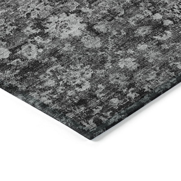HomeRoots 5' Timeless Gray Charcoal and Silver Oriental Area Rug for Indoor and Outdoor Durability and Style 10' X 14' 579966