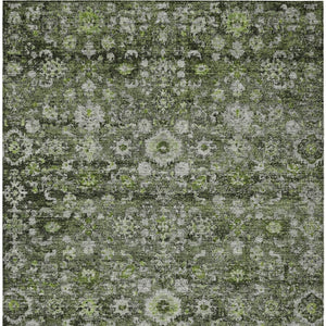 HomeRoots 5' Elegant Green and Olive Oriental Area Rug - Durable, Washable, Indoor/Outdoor Home Accent Décor 8' X 10' 579970