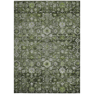 HomeRoots 9' Elegant Green and Olive Oriental Washable Area Rug - Perfect for Indoor and Outdoor Spaces 9' X 12' 579971