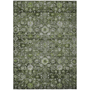 HomeRoots 9' Elegant Green and Olive Oriental Washable Area Rug - Perfect for Indoor and Outdoor Spaces 9' X 12' 579971