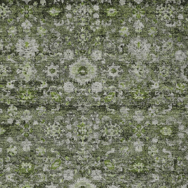 HomeRoots 5' Elegant Green and Olive Oriental Area Rug - Durable, Washable, Indoor/Outdoor Home Accent Décor 10' X 14' 579972