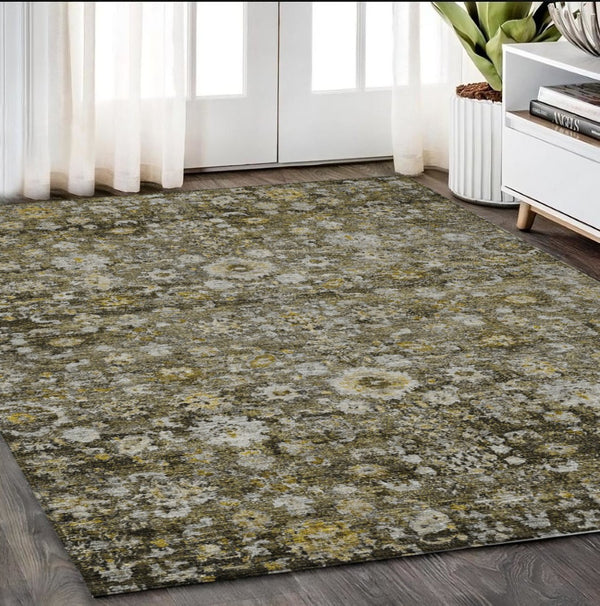 HomeRoots 5' Elegant Brown and Beige Oriental Area Rug for Indoor and Outdoor Use – Durable, Washable Design 5' X 8' 579974