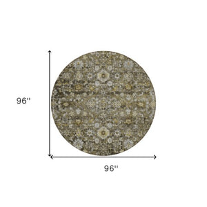 Homeroots 3' Navy Blue And Sky Blue Oriental Washable Rug - Durable Indoor Outdoor Design For Versatile Spaces 8' Round Polyester 579975