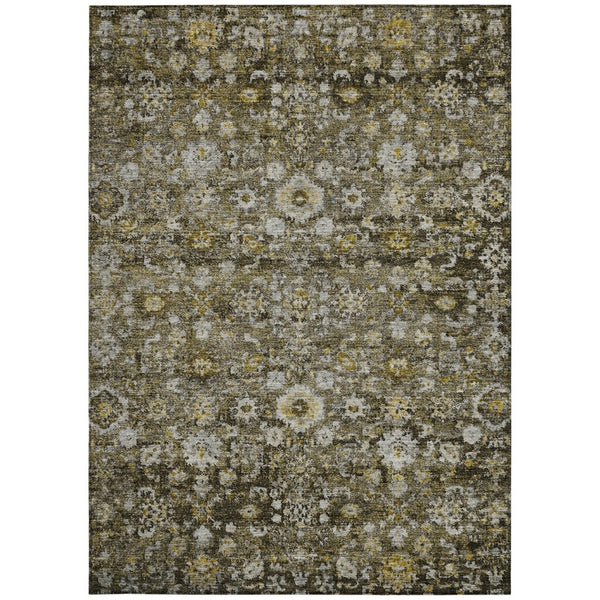 HomeRoots 9' Brown and Beige Oriental Indoor Outdoor Area Rug - Durable, Washable, Timeless Design for Any Space 9' X 12' 579977